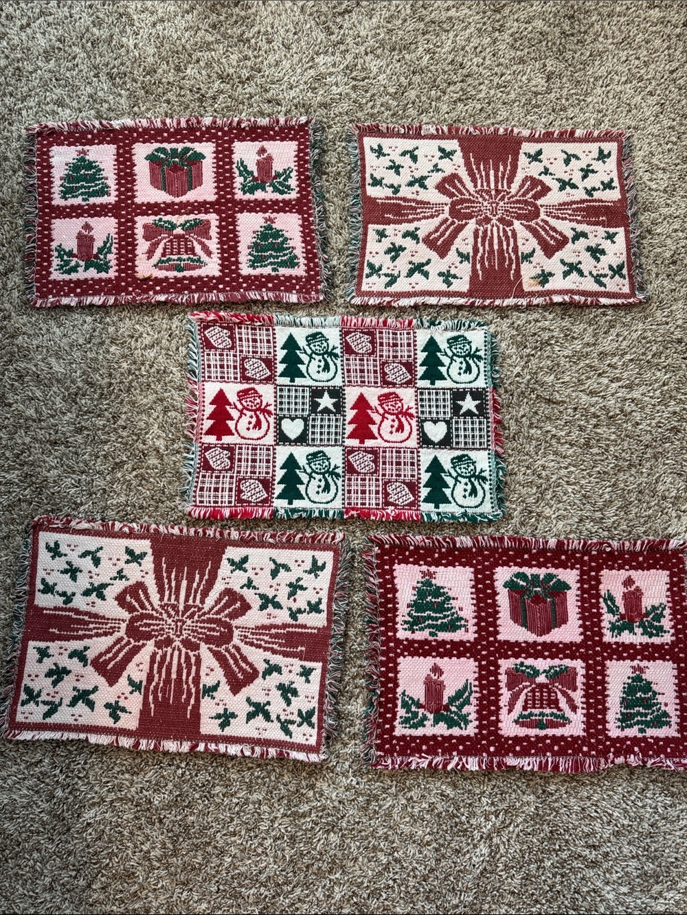 Handmade Festive Holiday Woven Placemats Set of 5